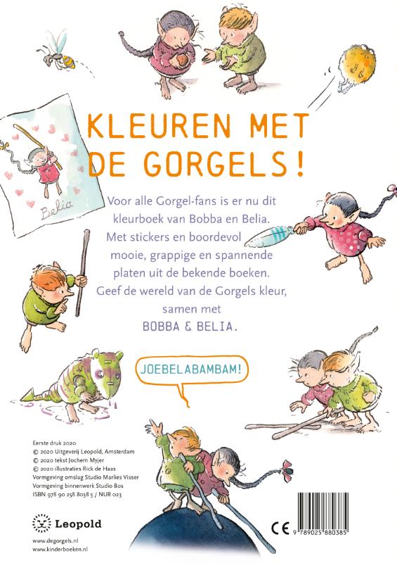 Achterkant van De Gorgels Kleurboek van Bobba & Belia
