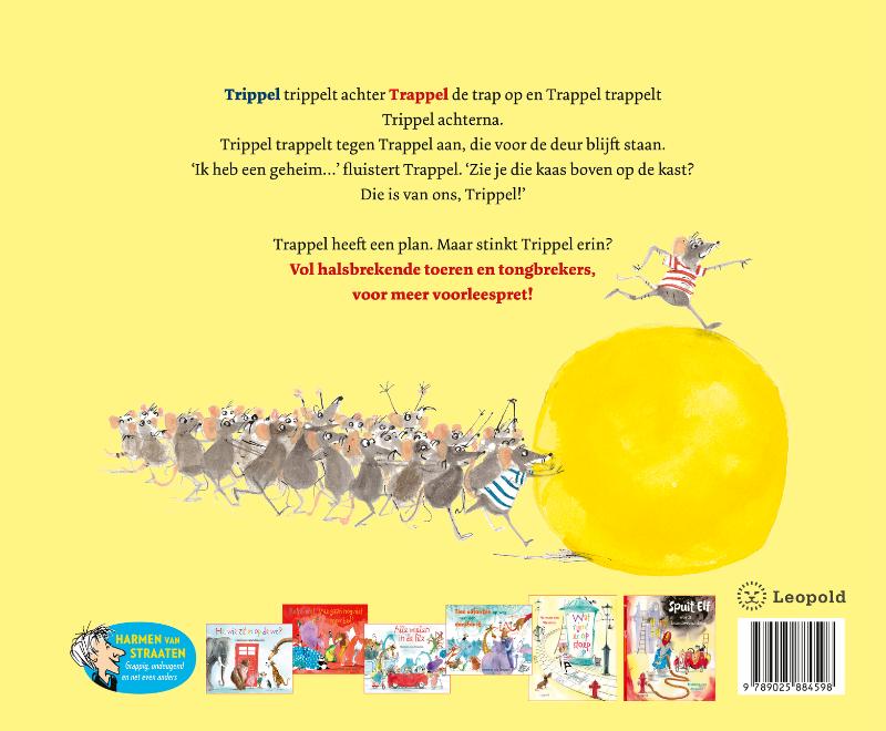 Achterkant van Trippel & Trappel trappen de kat op z'n staart