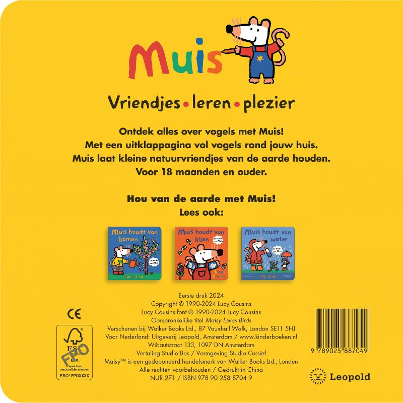 Achterkant van Muis houdt van vogels