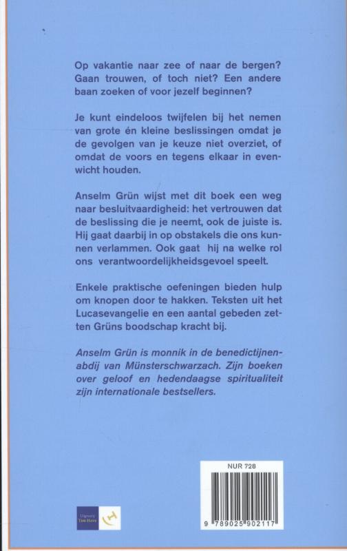 Achterkant van De moed om te beslissen