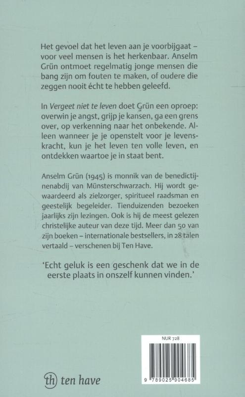 Achterkant van Vergeet niet te leven!