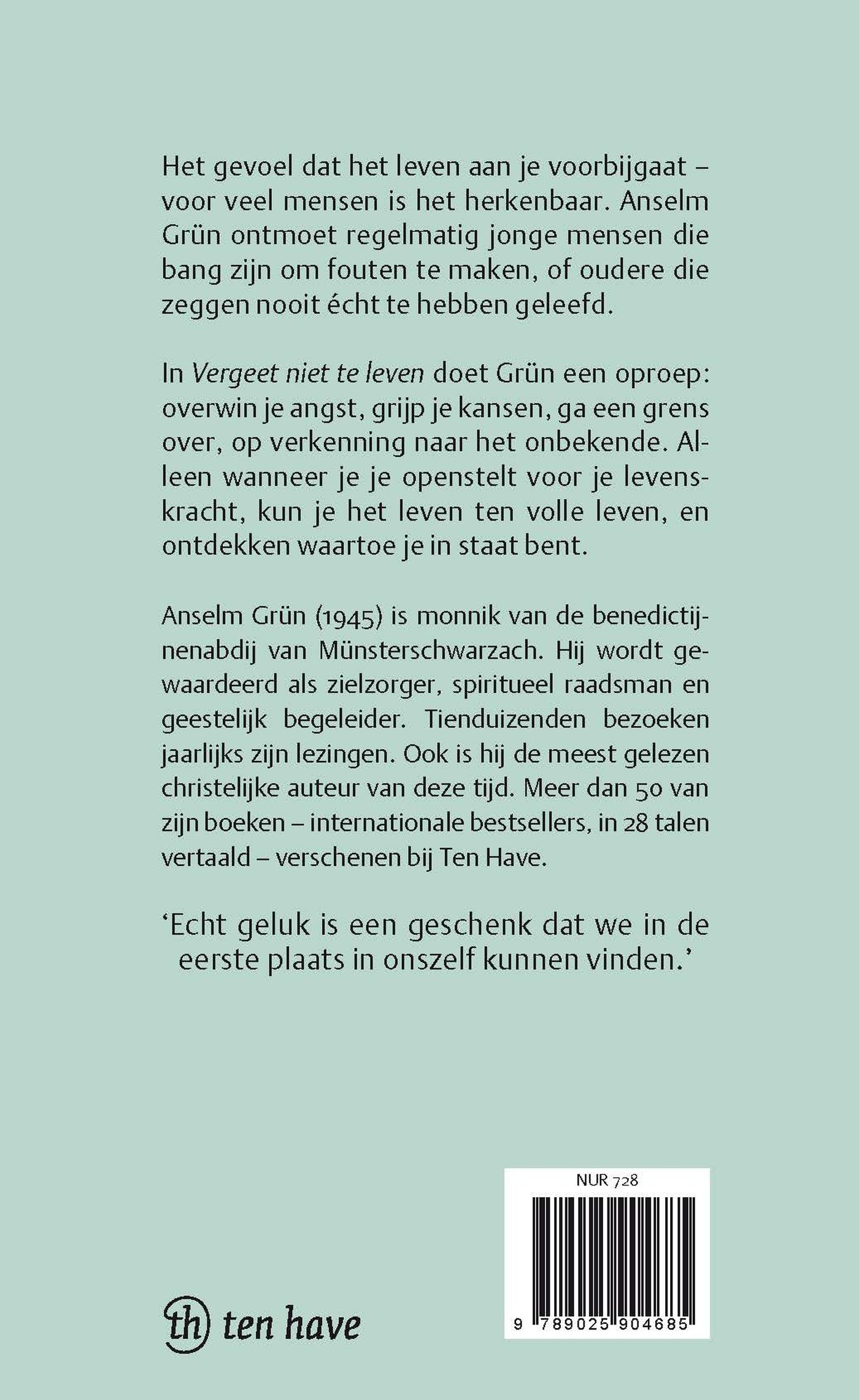 Achterkant van Vergeet niet te leven!