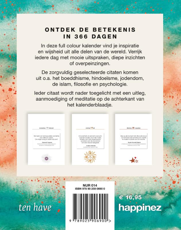 Achterkant van Happinez spirituele scheurkalender 2020