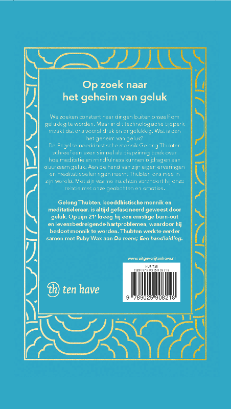 Achterkant van Word gelukkig als een boeddhistische monnik