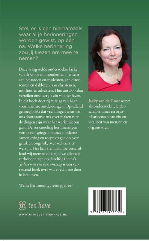 Achterkant van Je leven in één herinnering
