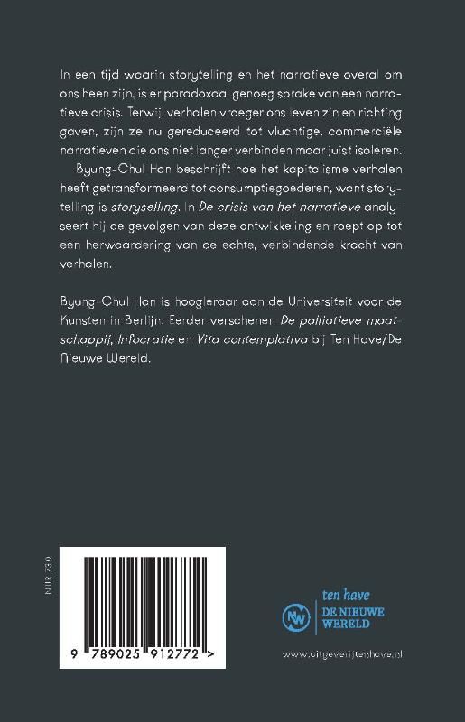 Achterkant van De crisis van het narratieve