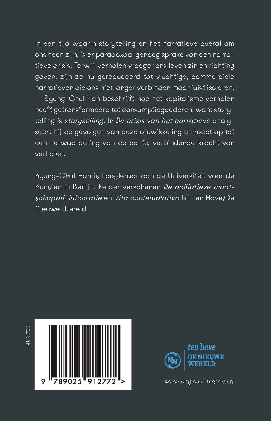 Achterkant van De crisis van het narratieve
