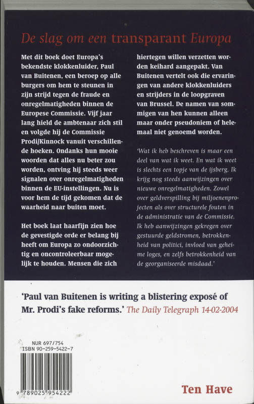 Achterkant van In de loopgraven van Brussel
