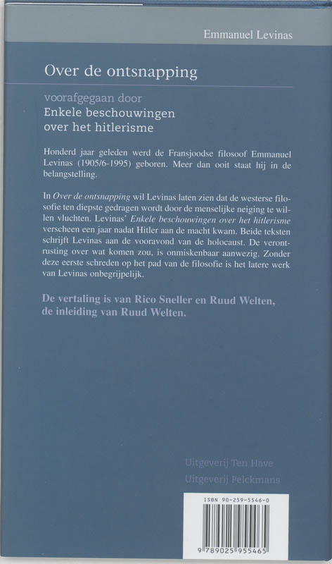 Achterkant van Over de ontsnapping