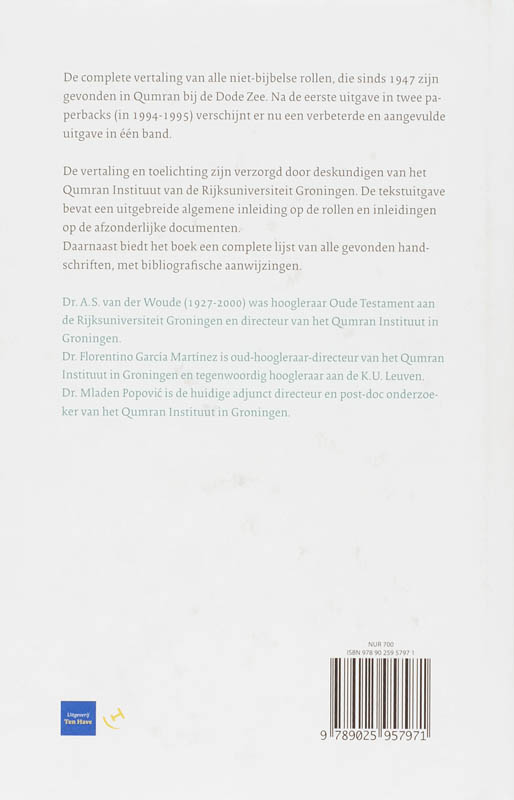 Achterkant van De rollen van de Dode Zee