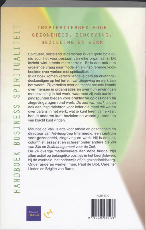 Achterkant van De ziel van werk