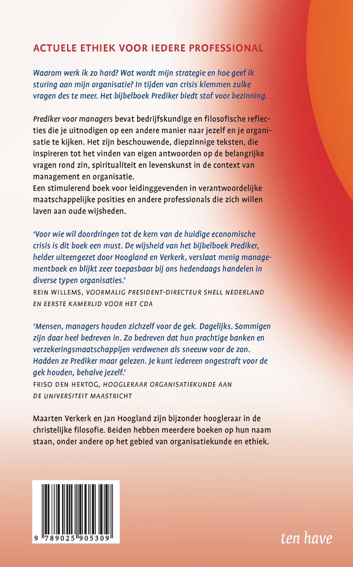 Achterkant van Prediker voor managers