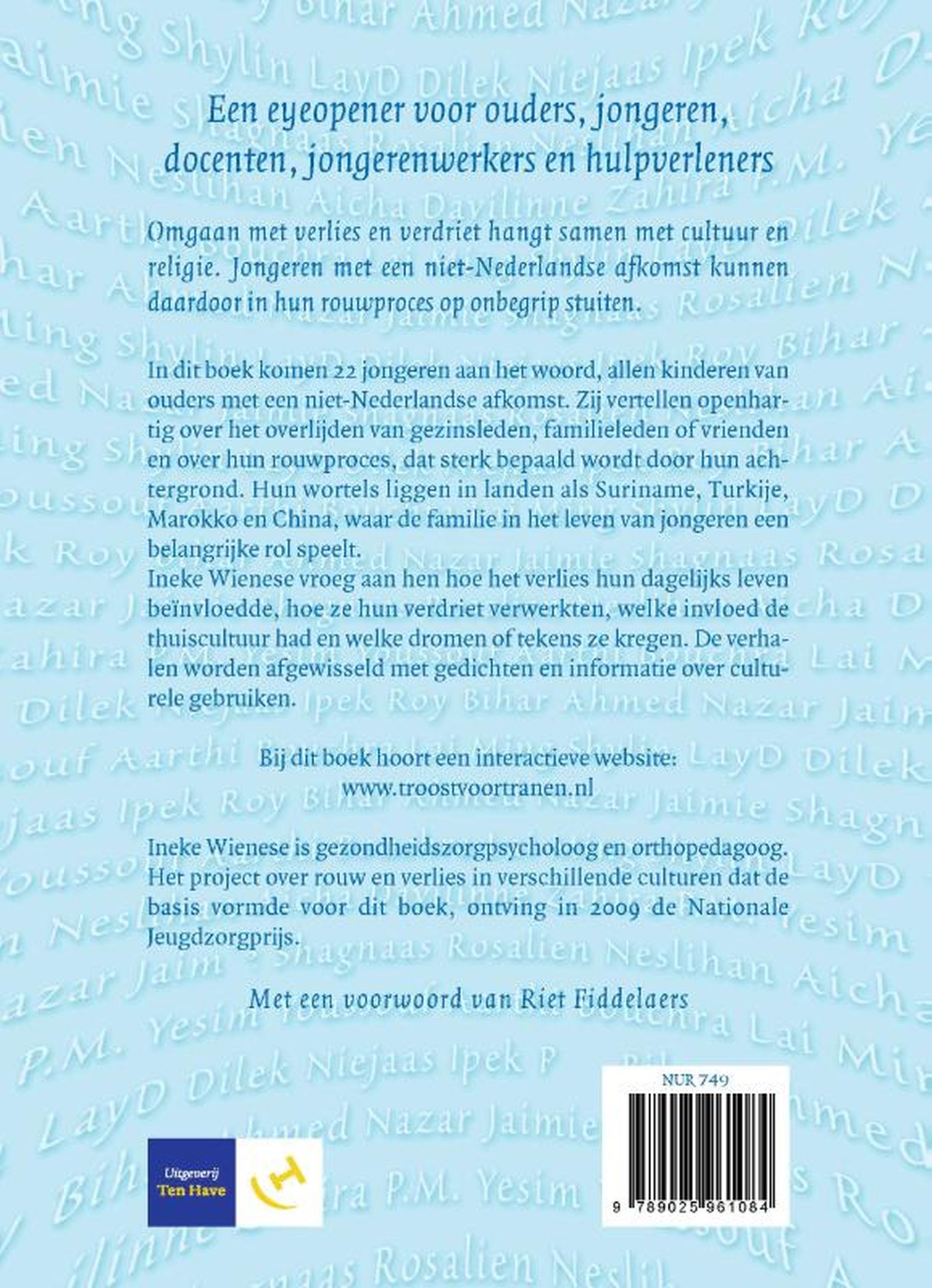 Achterkant van Troost voor tranen