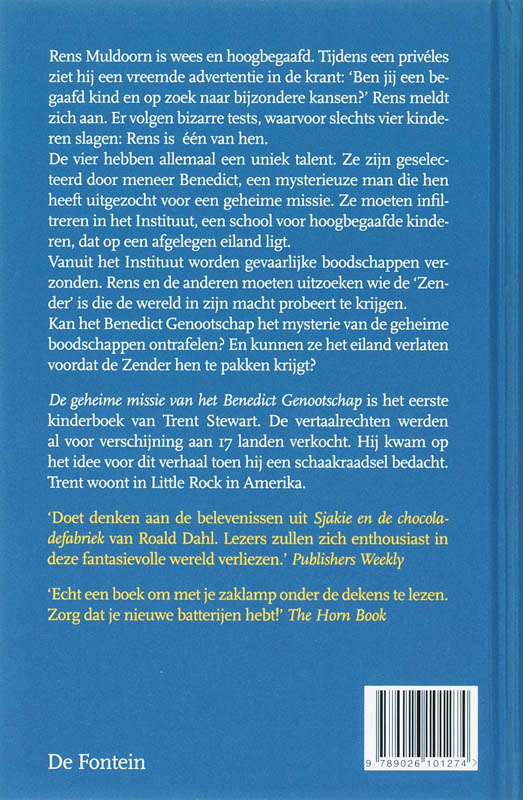 Achterkant van De geheime missie van het Benedict genootschap