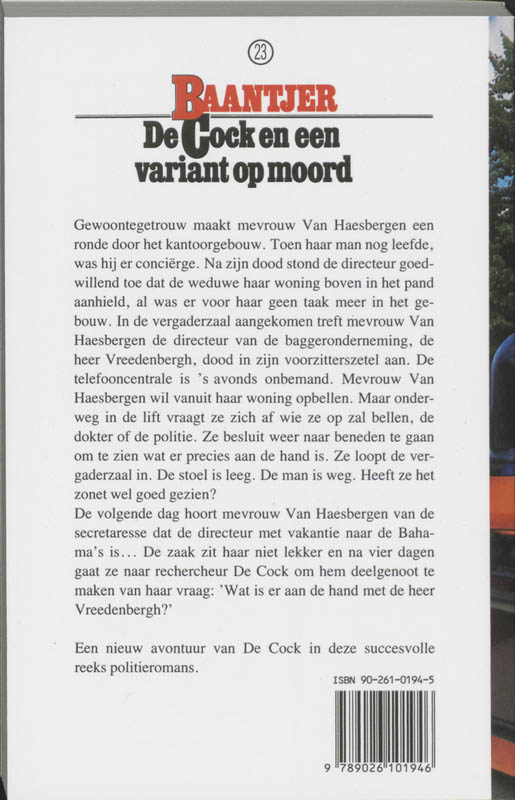 Achterkant van De Cock en een variant op moord