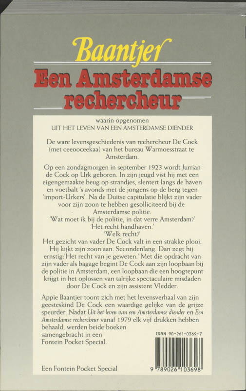 Achterkant van Een Amsterdamse rechercheur, waarin opgenomen Uit het leven van een Amsterdamse diender