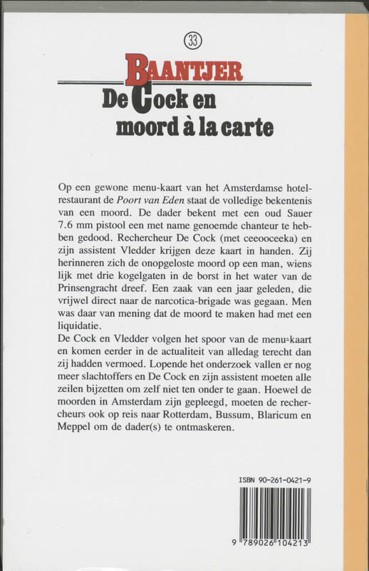 Achterkant van De Cock en moord a la carte