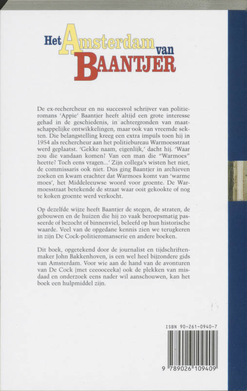 Achterkant van Het Amsterdam van Appie Baantjer