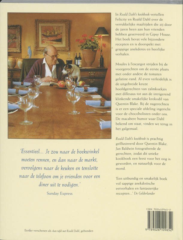 Achterkant van Roald Dahl's kookboek