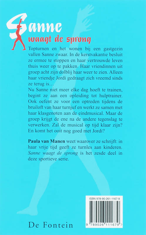 Achterkant van Sanne waagt de sprong