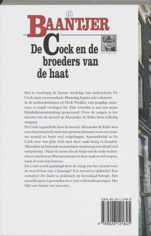 Achterkant van De Cock en de broeders van de haat