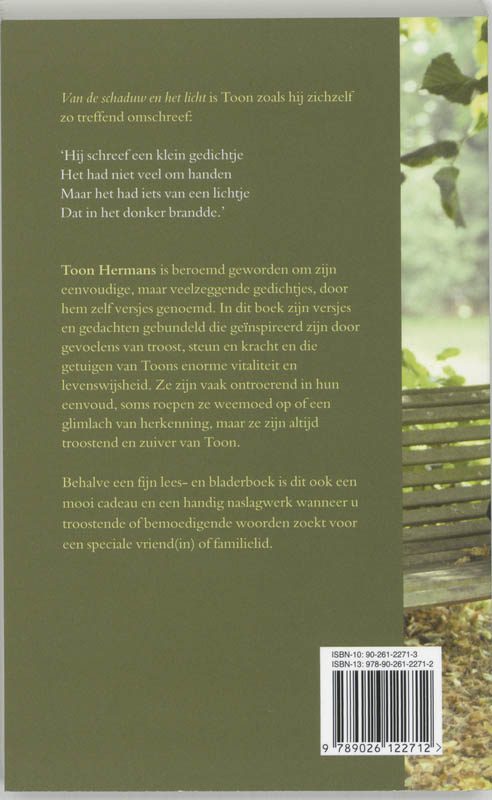 Achterkant van Van de schaduw en het licht