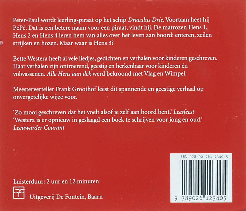 Achterkant van Alle hens aan dek
