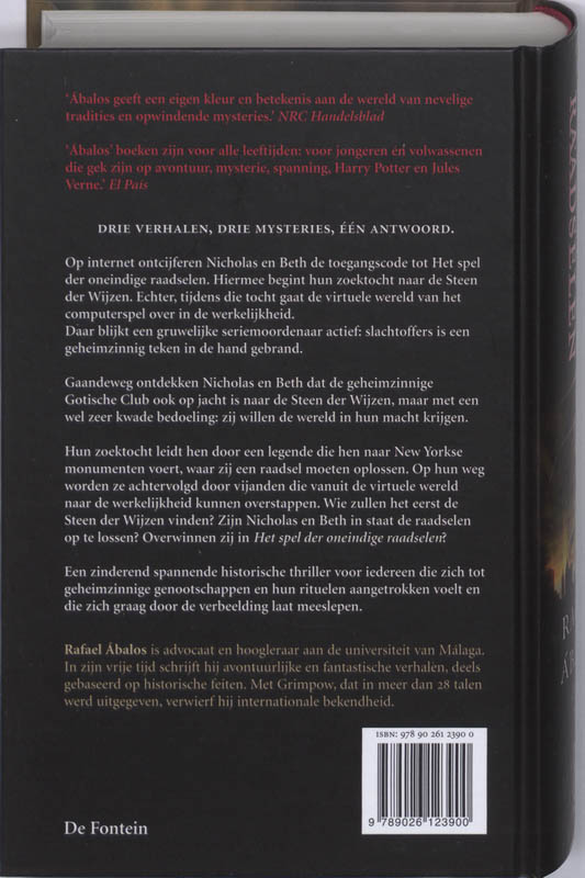 Achterkant van Het spel der oneindige raadselen