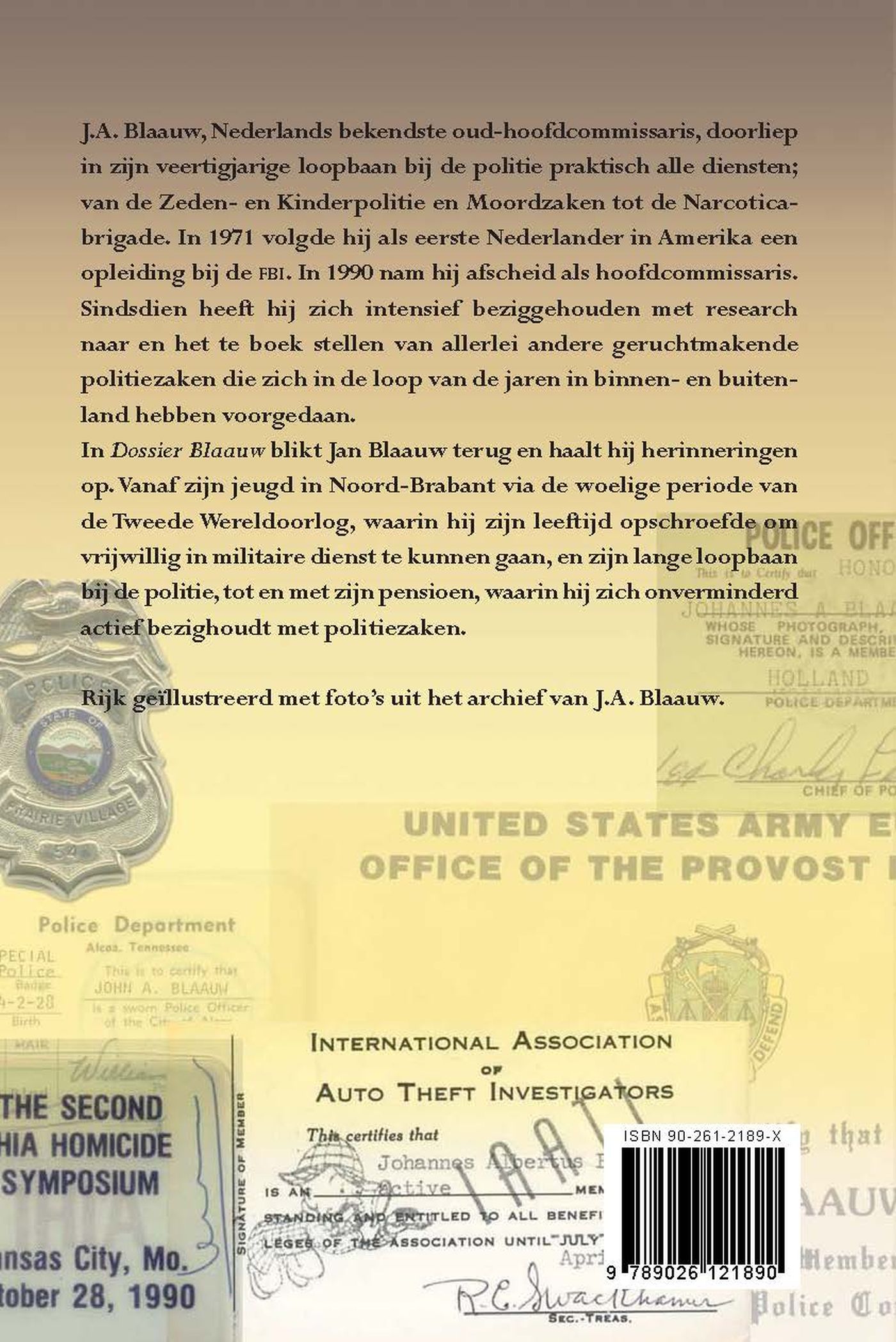 Achterkant van Dossier Blaauw