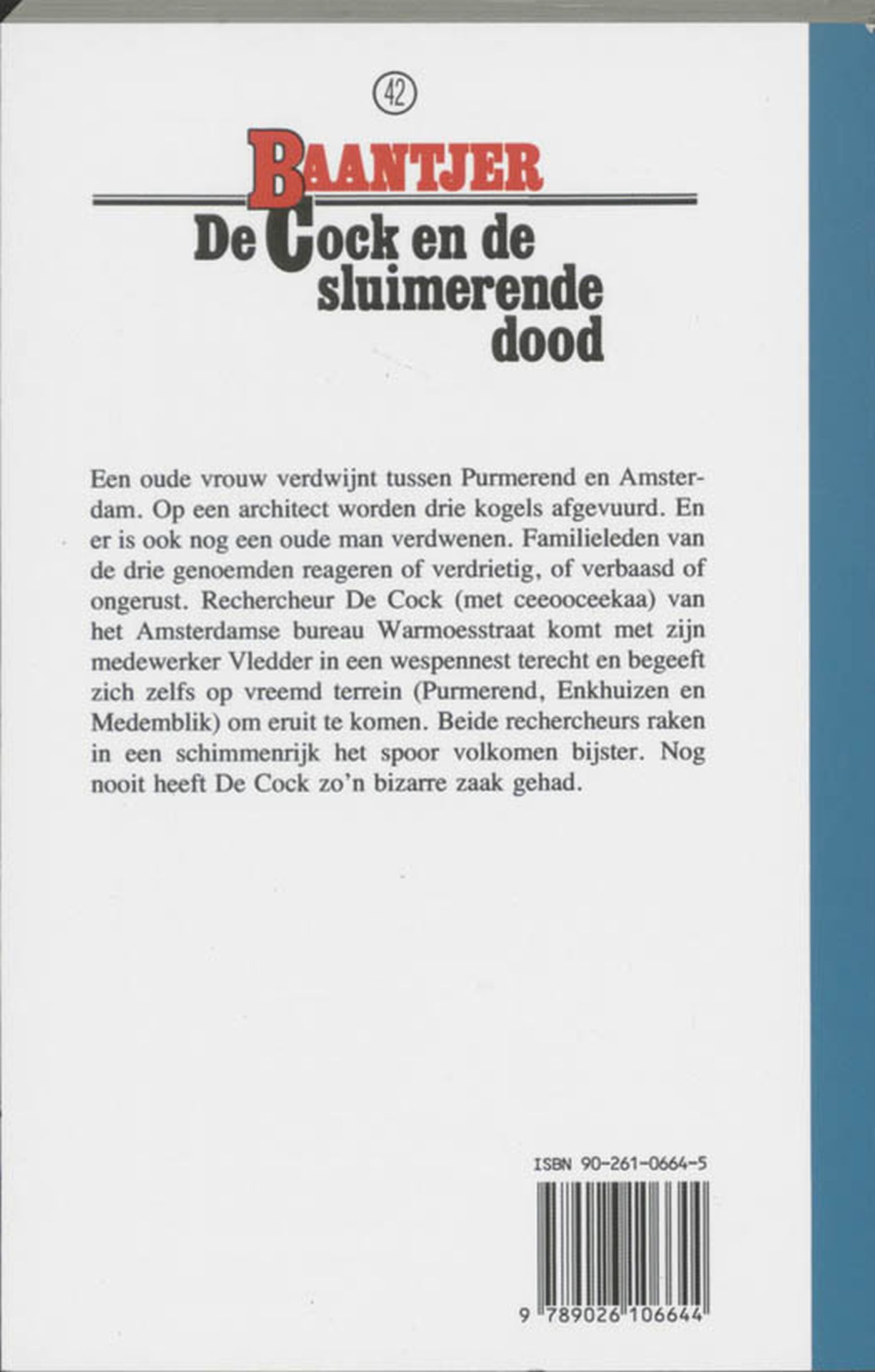 Achterkant van De Cock en de sluimerende dood