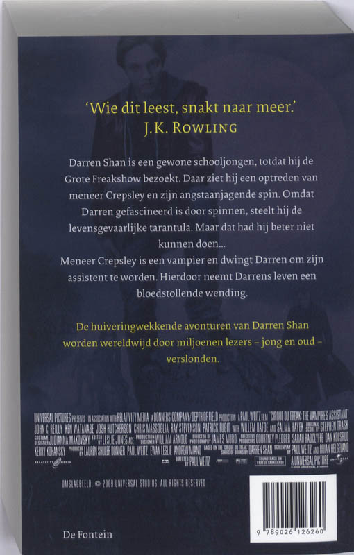 Achterkant van Cirque du Freak: the Vampire's assistant : Freakshow trilogie