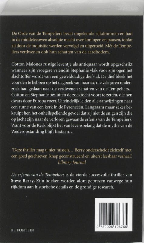Achterkant van De erfenis van de Tempeliers