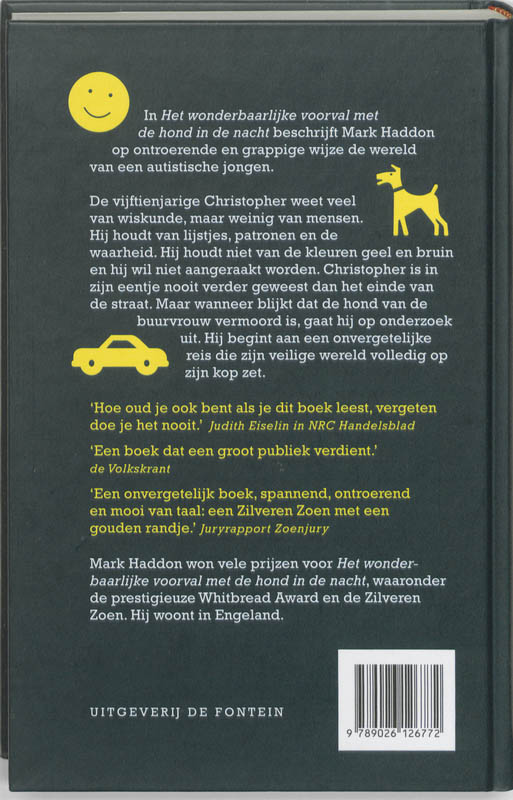 Achterkant van Het wonderbaarlijke voorval met de hond in de nacht