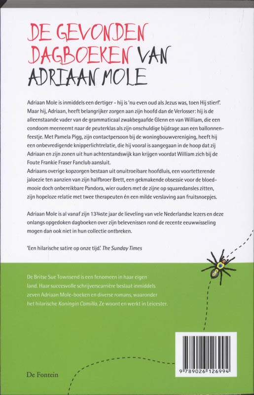 Achterkant van De gevonden dagboeken van Adriaan Mole 33 1/3 jaar
