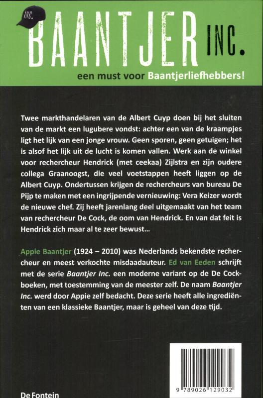 Achterkant van Moord op de Albert Cuyp