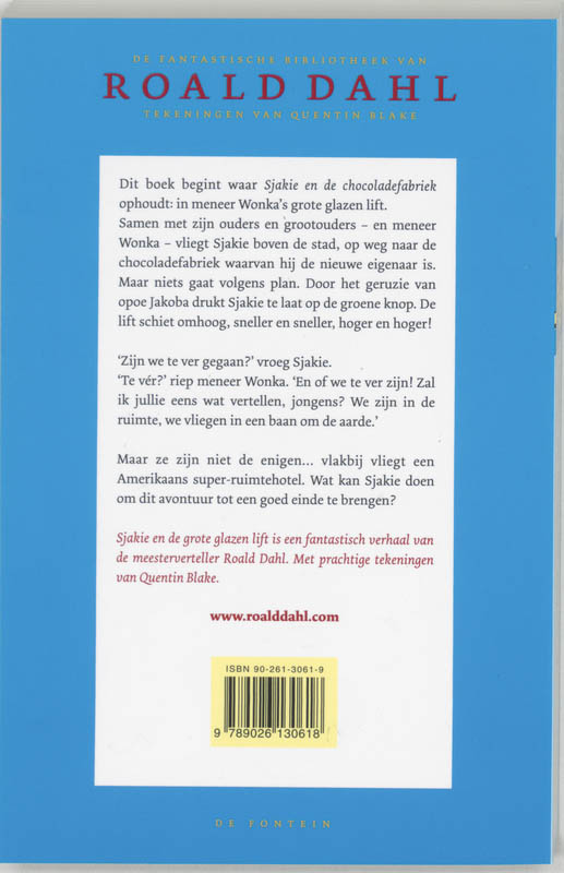 Achterkant van Sjakie en de grote glazen lift