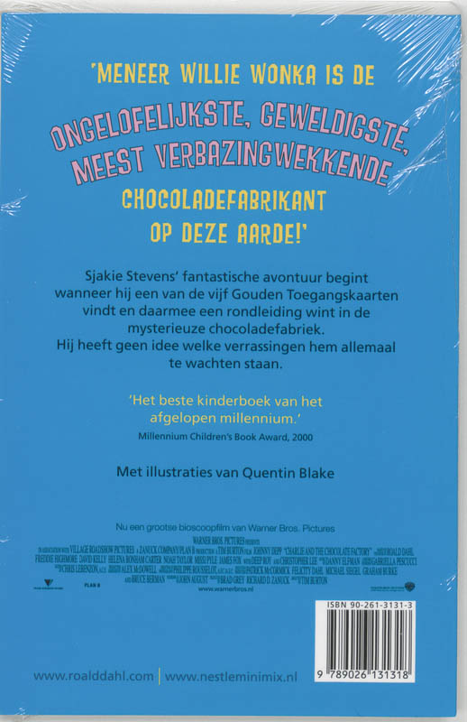 Achterkant van Sjakie en de chocoladefabriek