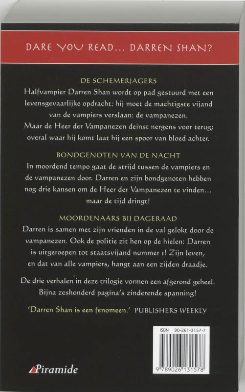 Achterkant van Schemerjager trilogie