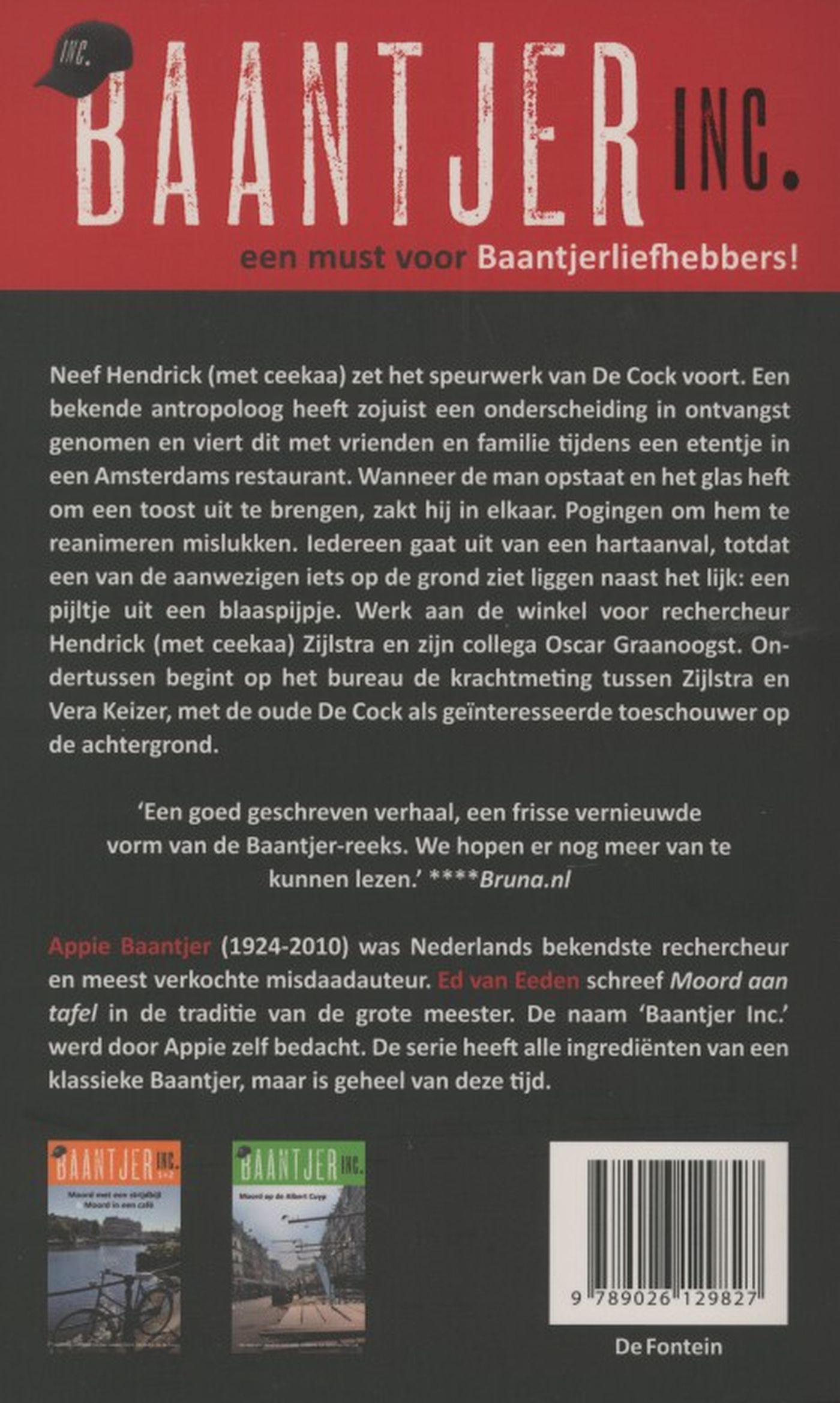 Achterkant van Moord aan tafel