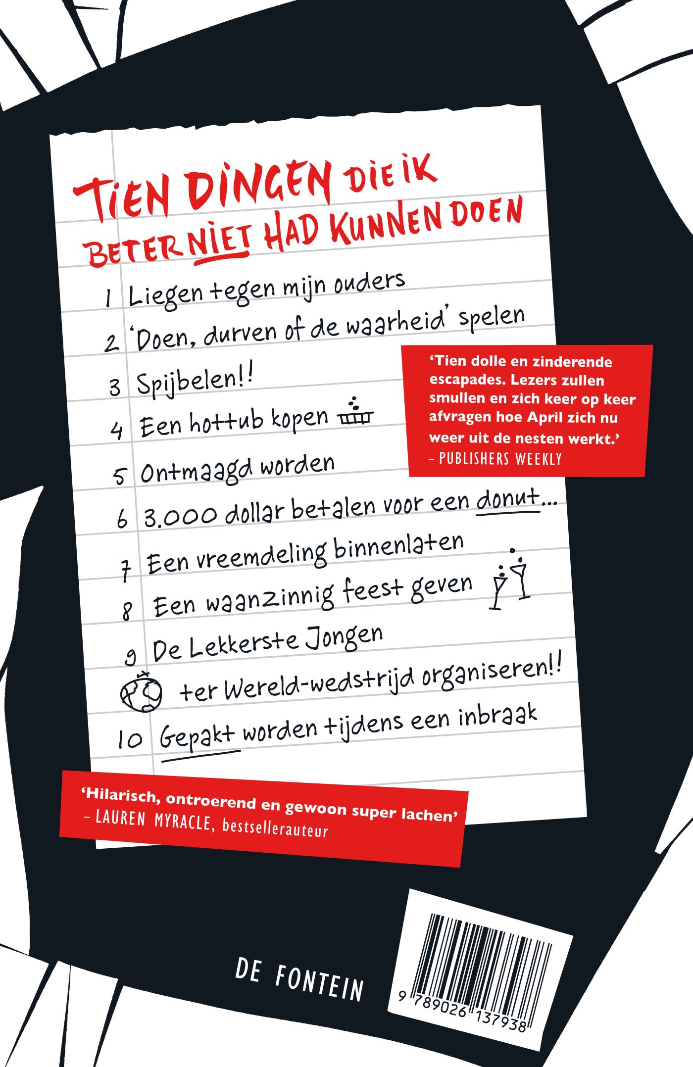 Achterkant van Tien dingen die ik beter niet had kunnen doen