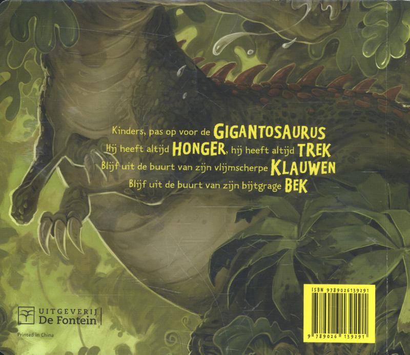 Achterkant van Gigantosaurus kartonboek