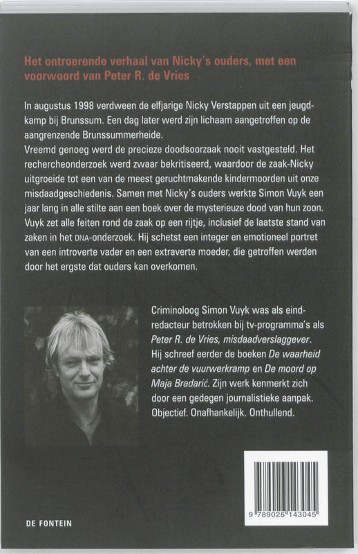 Achterkant van De mysterieuze dood van Nicky Verstappen
