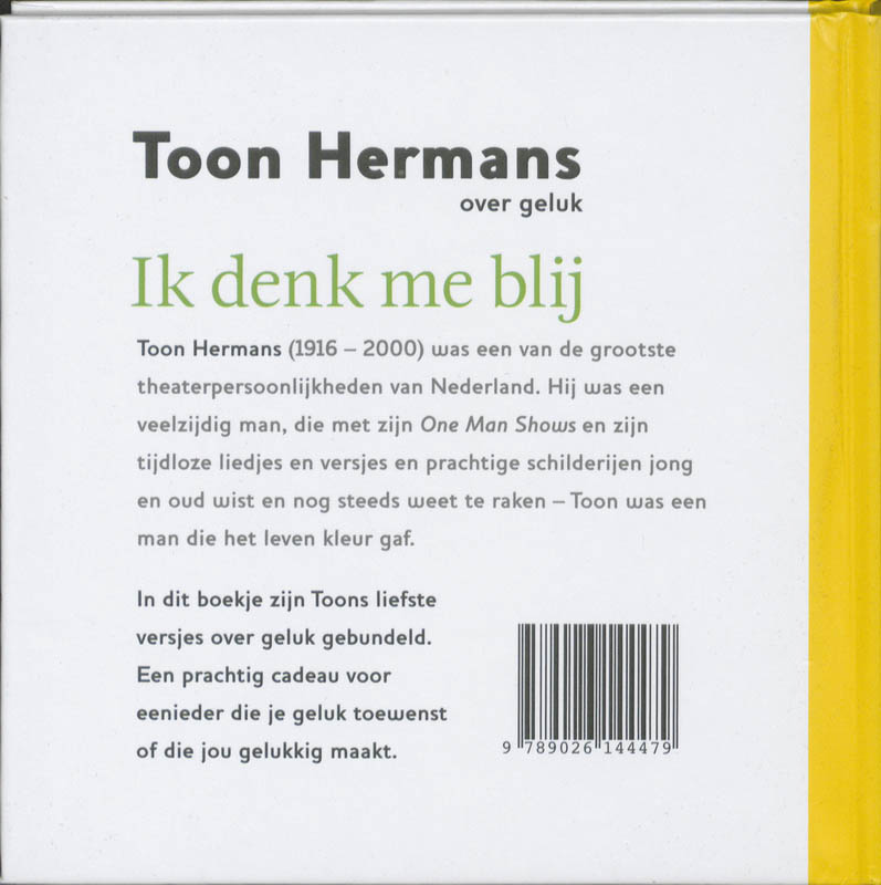 Achterkant van Ik denk me blij