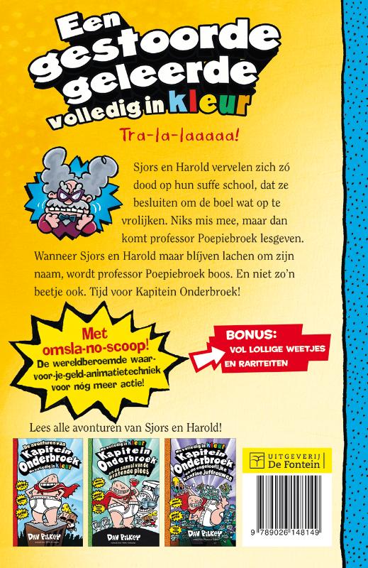 Achterkant van Kapitein Onderbroek en het penibele plan van professor Poepiebroek