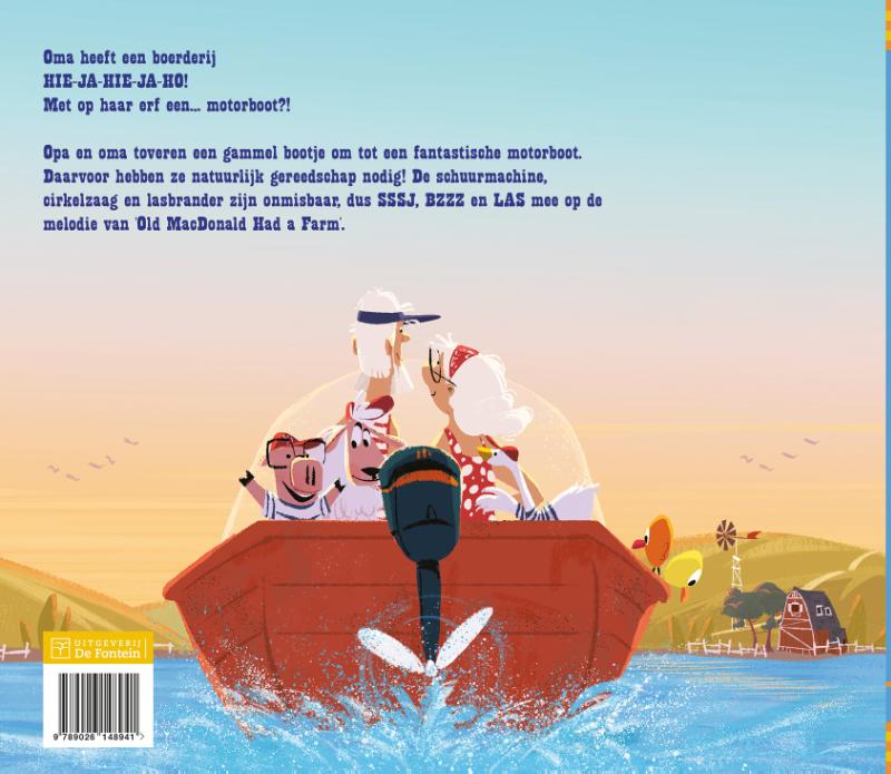 Achterkant van Oma bouwt een motorboot