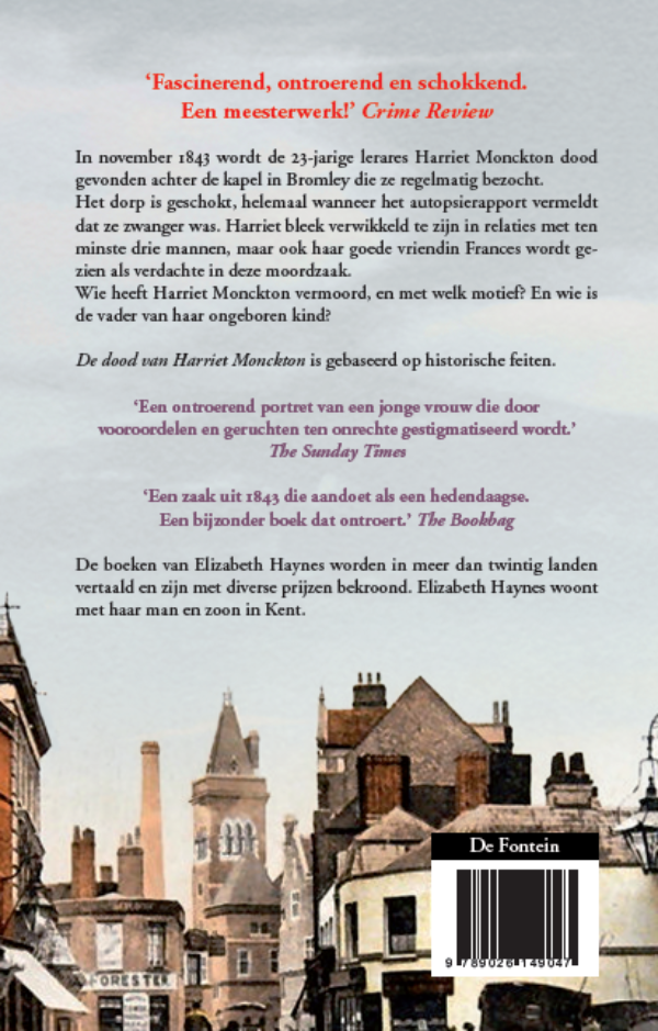 Achterkant van De dood van Harriet Monckton