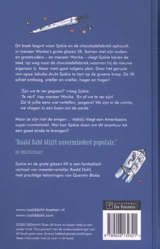 Achterkant van Sjakie en de grote glazen lift