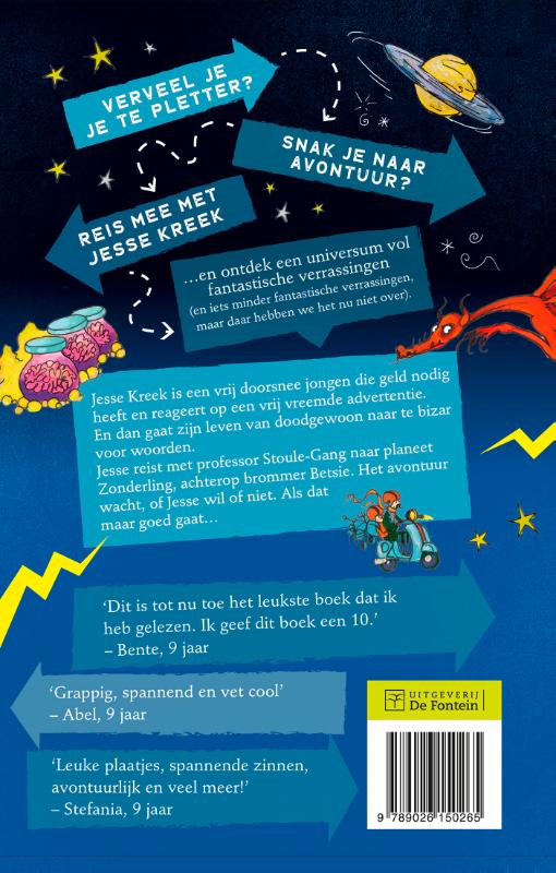 Achterkant van De ruimteatlas van Jesse Kreek