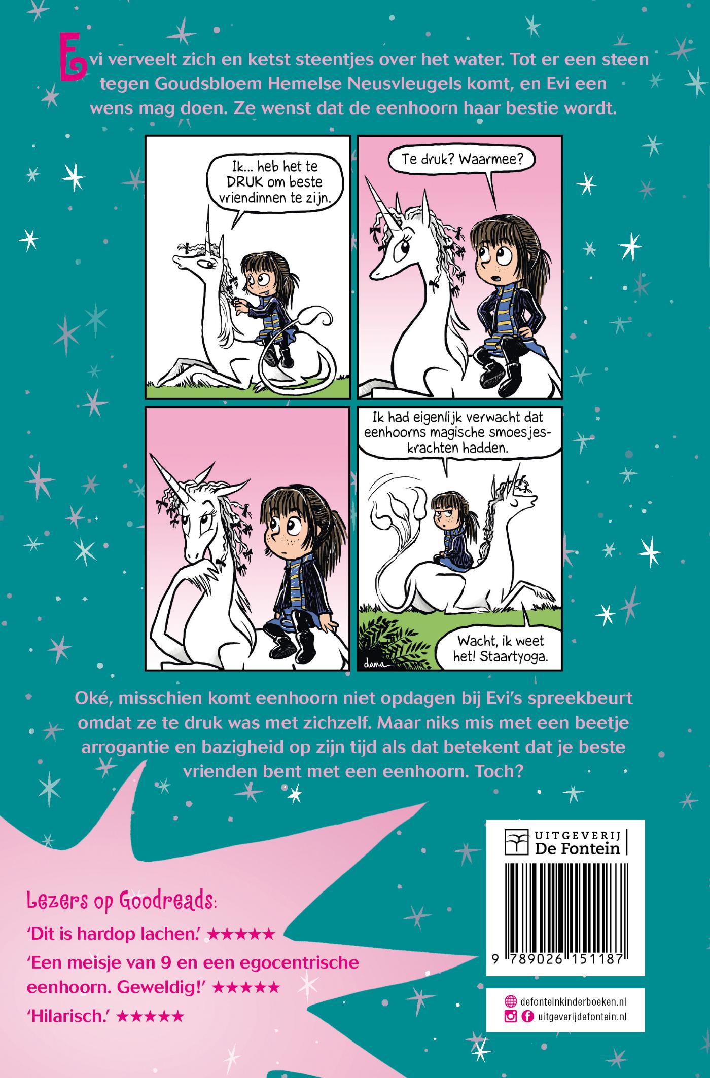 Achterkant van Evi en eenhoorn