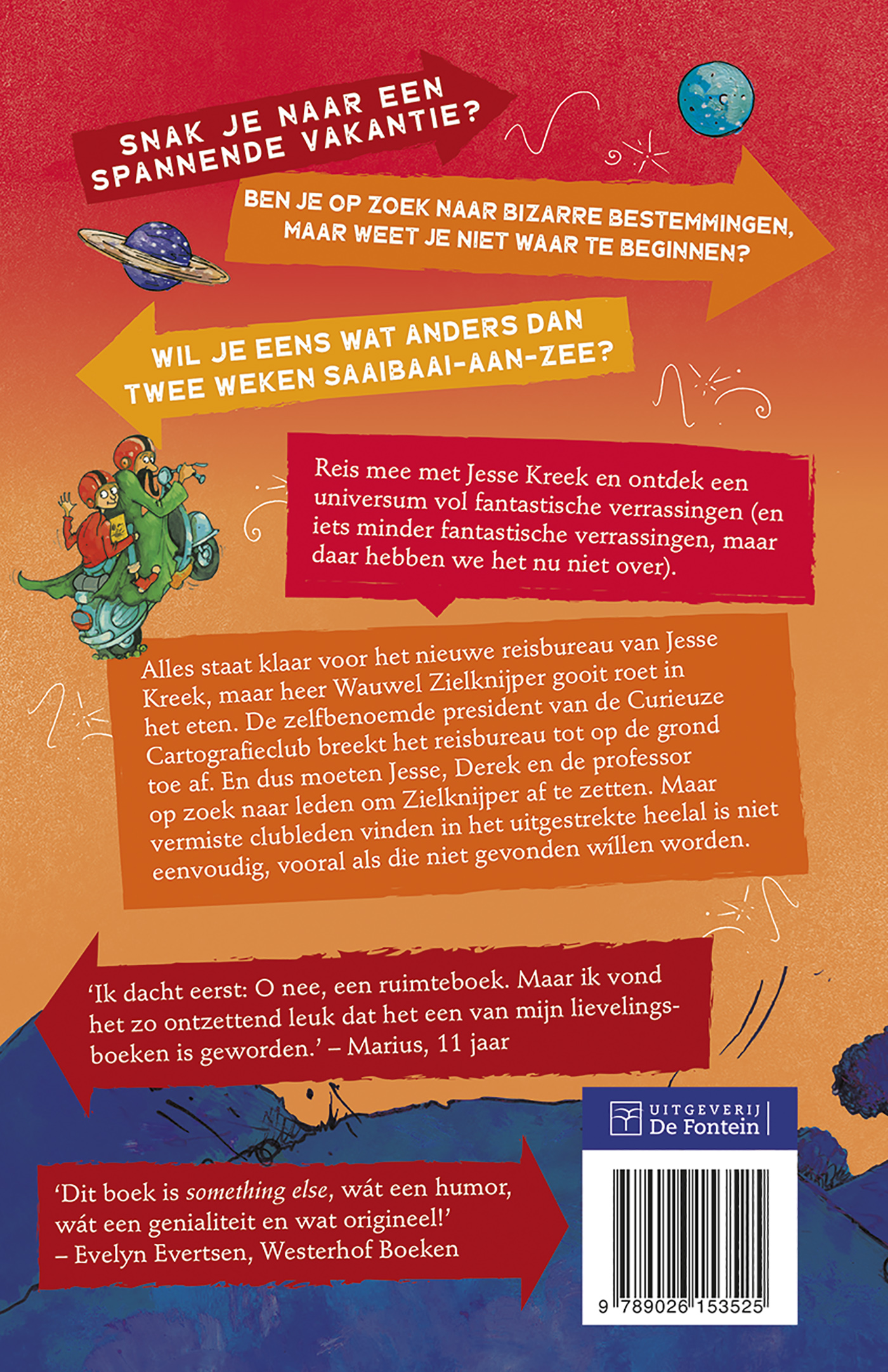 Achterkant van Jesse Kreeks ruimtereisgids